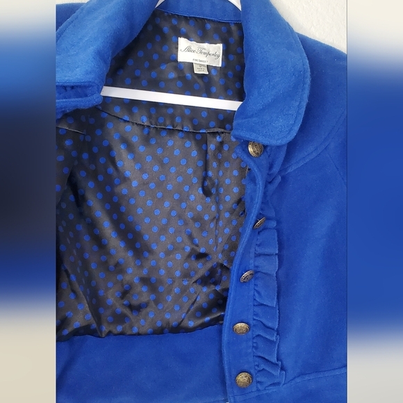 Alice Temperly Royal Blue Wool Blend Cropped Jacket Cape Coat Ruffled Sz Medium - Picture 9 of 9